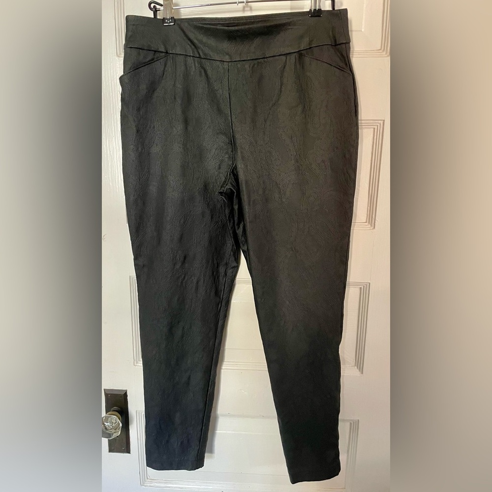Black Textured High-Waist Pants, Size 14